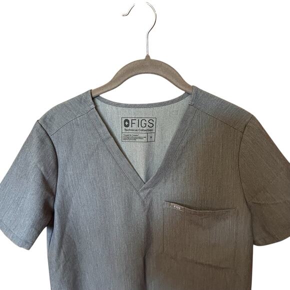 FIGS Caterina One-Pocket Scrub Top Women's Size Small Gray Stretch Short Sleeve - Picture 2 of 12